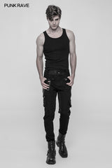 Heavy Metal Punk Hose für Herren mit doppelter Tasche und floral gewebter Taillenkopfhose