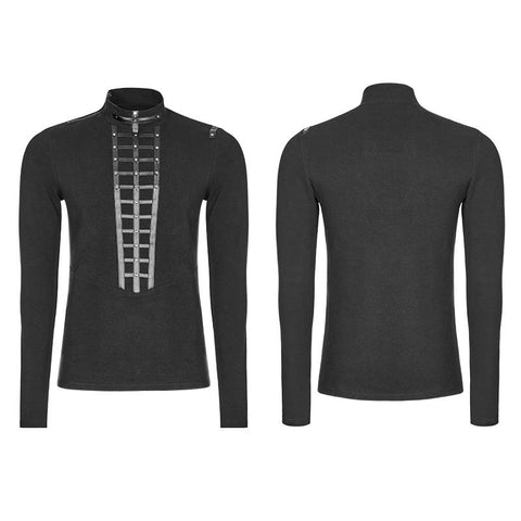 Herren Punk Front Pimp Nieten Slim Personality T-Shirt