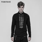 Herren Punk Front Pimp Nieten Slim Personality T-Shirt