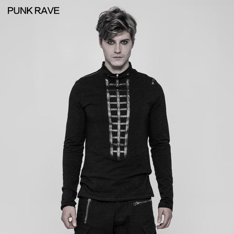 Herren Punk Front Pimp Nieten Slim Personality T-Shirt