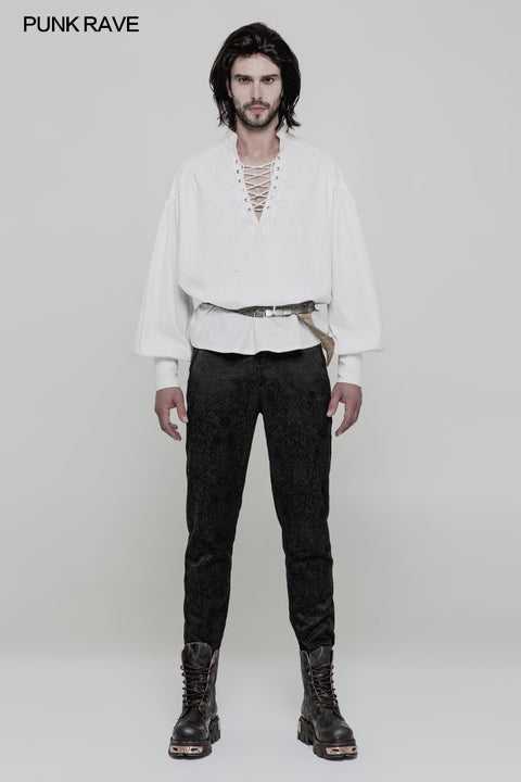 Retro Gothic Langarmhemd der Männer mit Disa Floret Kragen Design