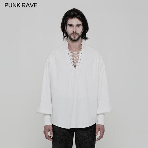 Retro Gothic Langarmhemd der Männer mit Disa Floret Kragen Design