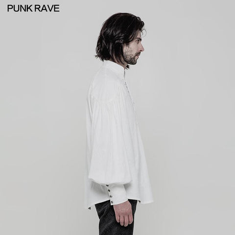 Retro Gothic Langarmhemd der Männer mit Disa Floret Kragen Design