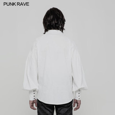 Retro Gothic Langarmhemd der Männer mit Disa Floret Kragen Design