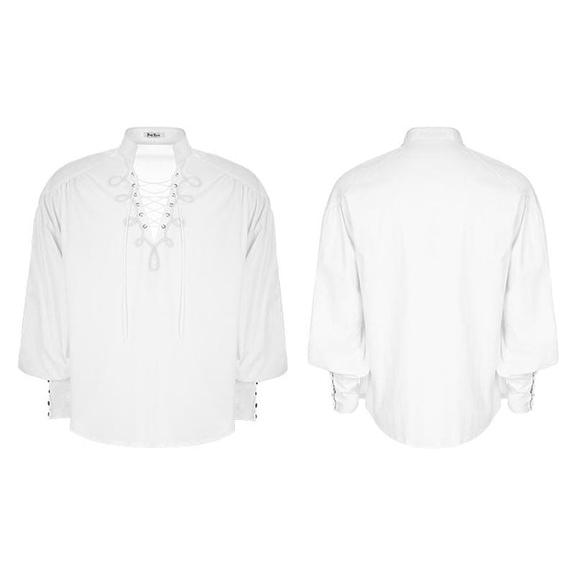 Retro Gothic Langarmhemd der Männer mit Disa Floret Kragen Design