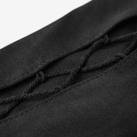 Sexy V-Kragen Tight Hip Gothic Kleid Mit Flare Sleeve Roping Design