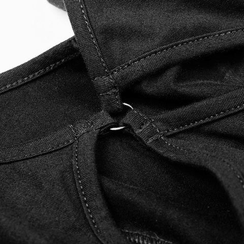 Gothic Sexy Black Low Neck Strick rückenfreies Kleid