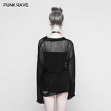 Lose Mesh Ripped Hole Tattered Distressed Strickpullover Top