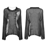 Lose Mesh Ripped Hole Tattered Distressed Strickpullover Top