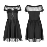 Elegantes Gothic Lolita schulterfreies Rüschen-Spitzenkleid