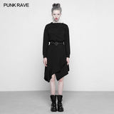 Persönlichkeit Punk Asymmetric Layered Knit Kleider mit Zauberer Hut
