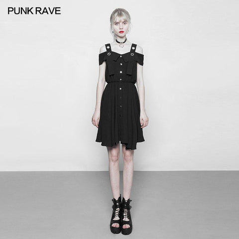 Punk Chiffon Shirt-Stil Strapskleid mit Corns Strap Design