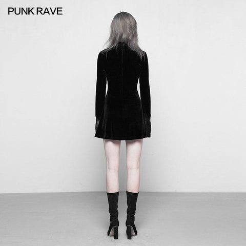Dark Lace Stitching Feminine Velvet Gothic Kleid
