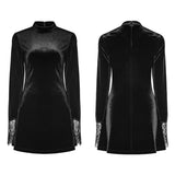 Dark Lace Stitching Feminine Velvet Gothic Kleid