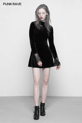 Dark Lace Stitching Feminine Velvet Gothic Kleid