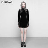 Dark Lace Stitching Feminine Velvet Gothic Kleid
