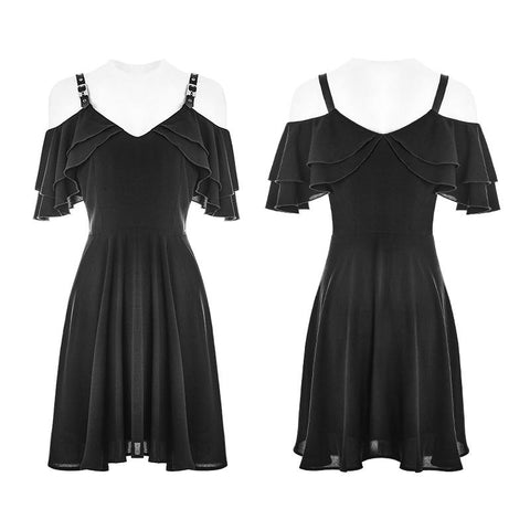 Punk Sexy Lotusblatt Chiffon Lederband Kleid
