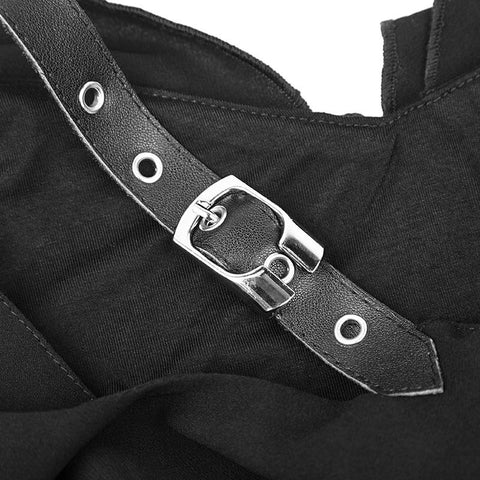 Punk Sexy Lotusblatt Chiffon Lederband Kleid