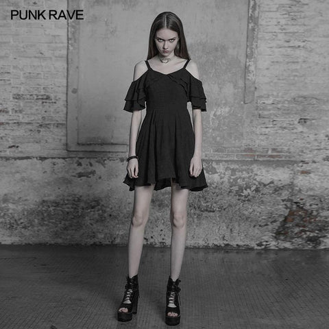 Punk Sexy Lotusblatt Chiffon Lederband Kleid