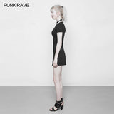 Frauen Minimalist Black Slim-Fitting Punk-Kleid Mit Liebe Anhänger Reißverschlüsse