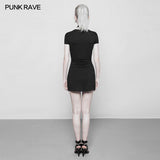 Frauen Minimalist Black Slim-Fitting Punk-Kleid Mit Liebe Anhänger Reißverschlüsse