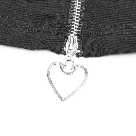 Frauen Minimalist Black Slim-Fitting Punk-Kleid Mit Liebe Anhänger Reißverschlüsse
