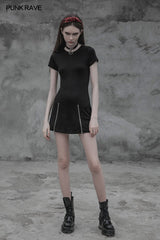 Frauen Minimalist Black Slim-Fitting Punk-Kleid Mit Liebe Anhänger Reißverschlüsse