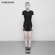 Frauen Minimalist Black Slim-Fitting Punk-Kleid Mit Liebe Anhänger Reißverschlüsse