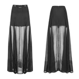 Punk High Taist Chiffon Translucent Long Split Rock