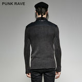 Steampunk geräucherte graue Punk-Pullover mit Gürtel