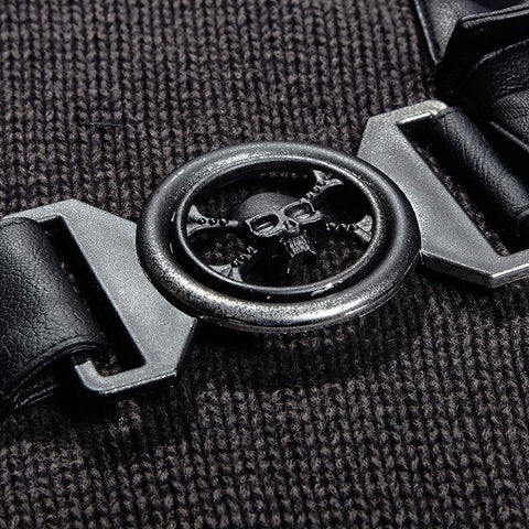 Steampunk geräucherte graue Punk-Pullover mit Gürtel