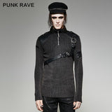 Steampunk geräucherte graue Punk-Pullover mit Gürtel