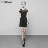 Damen gestrickt vorne Krawatte Seil Design Mesh Stitching trägerloses Kleid