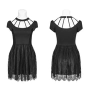 Frauen Punk Sexy Dark Knit Spitzenkleid