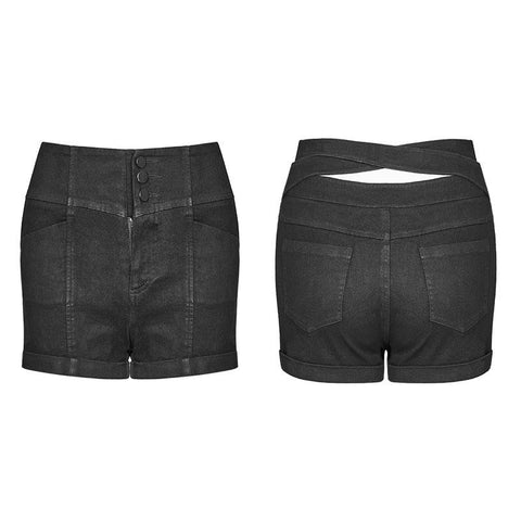 Back Cross Hollow Denim Enge Shorts Hosen für Frauen
