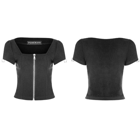 Persönlichkeit Punk Top Square Collar Strick Cardigan T-Shirt