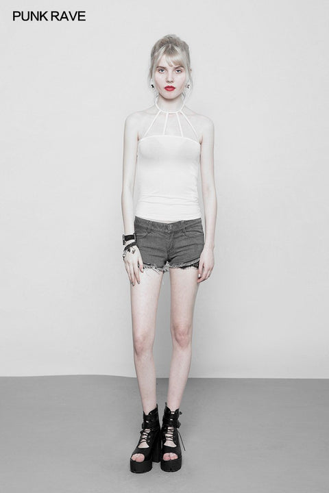 Damen Minimalist Punk Top Sexy Slim Strap Weste Ärmelloses T-Shirt