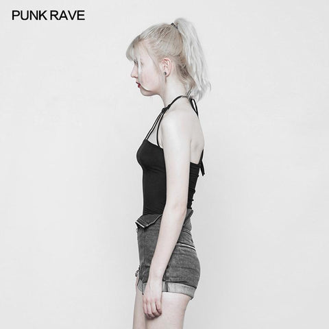 Damen Minimalist Punk Top Sexy Slim Strap Weste Ärmelloses T-Shirt