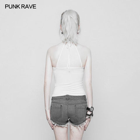 Damen Minimalist Punk Top Sexy Slim Strap Weste Ärmelloses T-Shirt