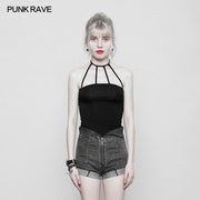 Damen Minimalist Punk Top Sexy Slim Strap Weste Ärmelloses T-Shirt