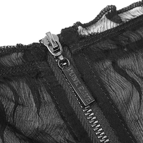 Weiche Spitze imitieren Seide Faltige Nähte von Schulteroberteilen Gothic T-Shirt für Frauen