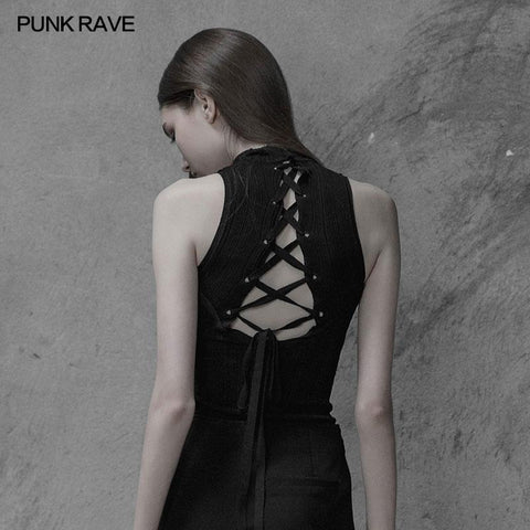 Sexy Cross Thin Roping Ice Silk Strick Punk Weste für Damen