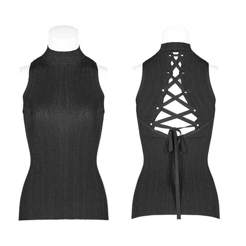 Sexy Cross Thin Roping Ice Silk Strick Punk Weste für Damen