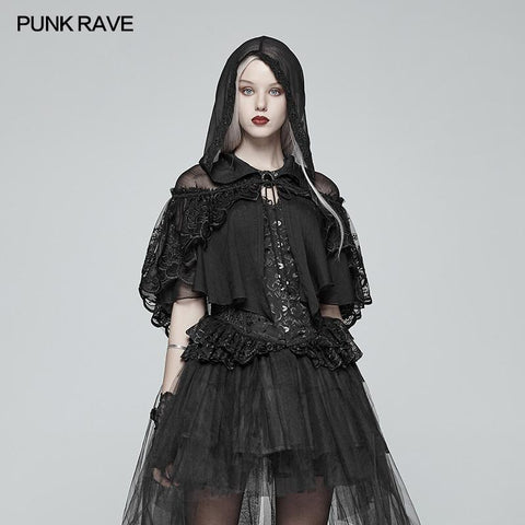 Lolita Transparent Spitze Kleiner Umhang Mit Kapuze