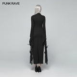 Sexy Gothic Kordelzug Öffnungsgabel Kimono Ärmel Maxikleid