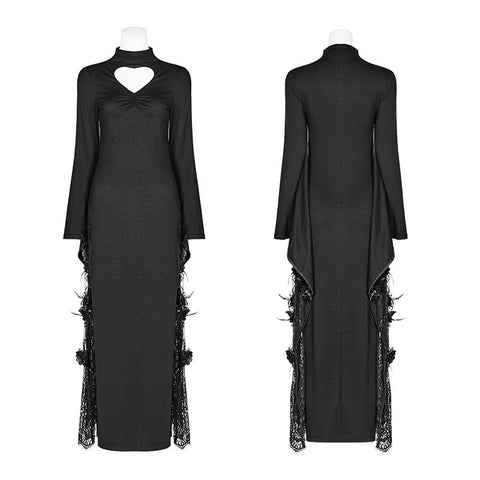 Sexy Gothic Kordelzug Öffnungsgabel Kimono Ärmel Maxikleid