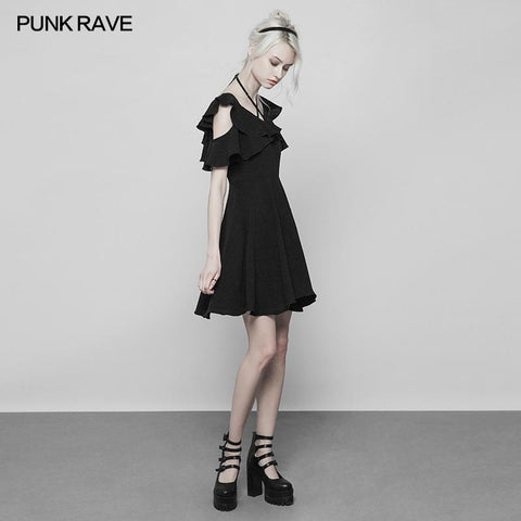 Punk Doppel Lotus Leaf Edge Bandage Kleid