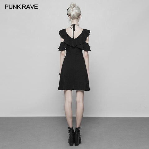 Punk Doppel Lotus Leaf Edge Bandage Kleid