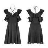 Punk Doppel Lotus Leaf Edge Bandage Kleid