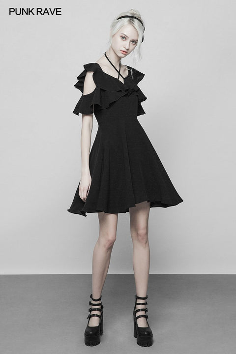 Punk Doppel Lotus Leaf Edge Bandage Kleid